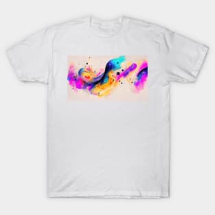 Modern Contemporary Abstract Watercolor Colorful Multicolored Cosmic Splash Galaxy T-Shirt